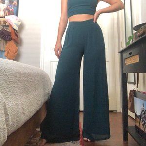 Teal Halter Top & Palazzo Pant Set